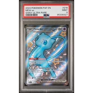PSA 9 MINT Mew ex 216/091 Pokémon 2024 Paldean Fates Shiny Ultra Rare Holo